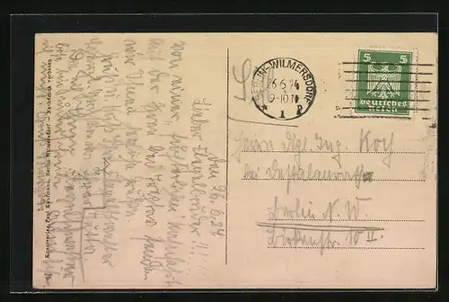 AK Treptow, Abtei mit Brücke bei Mondschein