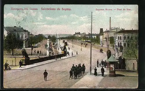 AK Sophia, Pont de lion, Strassenbahn