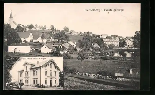 AK Fichtelberg i. Fichtelgebirge, Ortsansicht, Gasthof Anton Reichenberger