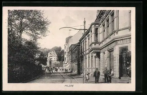 AK Milspe, Strassenpartie mit Confectionshaus