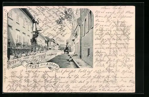 AK Achern, Strassenpartie mit Wohnhäusern