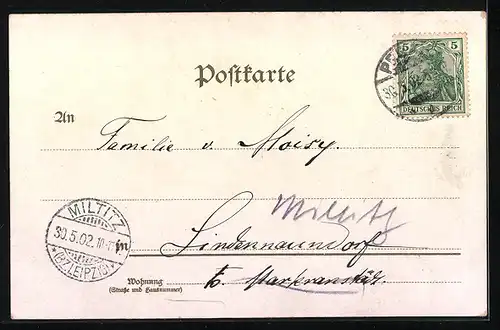 Lithographie Pegau, Rathaus, St. Laurentius Kirche, Postamt