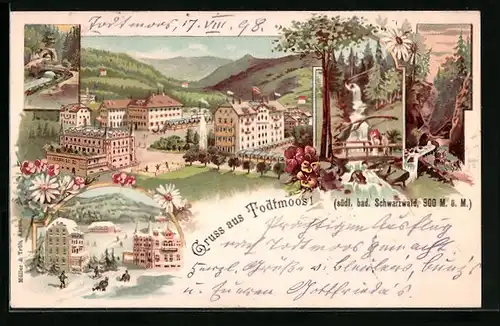 Lithographie Todtmoos /Schwarzwald, Gruss mit Ortsansichten