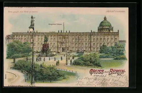 Lithographie Berlin, Königliches Schloss, Halt gegen das Licht