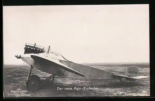 Foto-AK Sanke Nr. 230: Neues Ago-Eindecker-Flugzeug auf der Piste