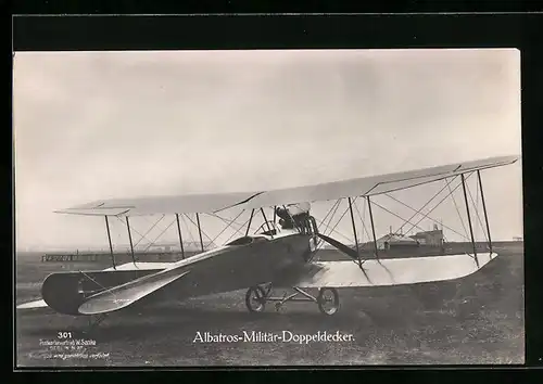 Foto-AK Sanke Nr. 301: Albatros-Militär-Doppeldecker-Flugzeug