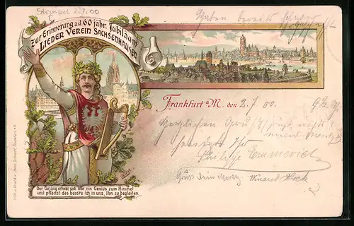 Lithographie Frankfurt a. M., 60jähriges Jubiläum Lieder-Verein Sachsenhausen