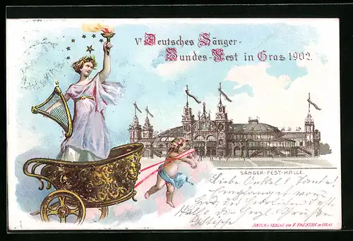 Lithographie Graz, VI. Deutsches Sänger-Bundes-Fest 1902
