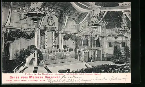 AK Mainz, Carneval, Podium in der Narrhalla
