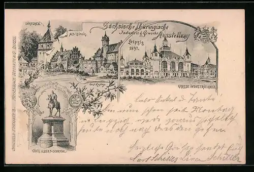 Lithographie Leipzig, Sächsisch-Thüringische Industrie & Gewerbe-Ausstellung, Ganzsache PP9 C17 /02