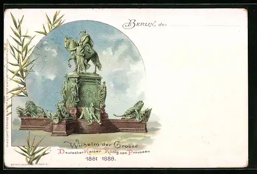 AK Denkmal von Kaiser Wilhelm I., 1861-1888, Ganzsache PP9 E3 /01