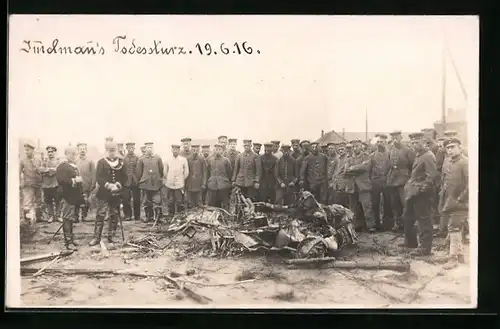 AK Immelmanns Todessturz am 19. 6. 1916