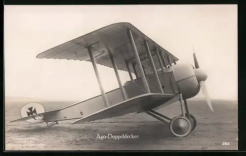 Foto-AK Sanke Nr. 285: Ago-Doppeldecker, Flugzeug