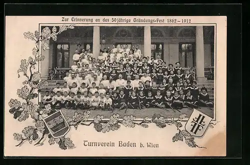 AK Baden b. Wien, Zur Erinnerung an das 50 jährige Gründungs-Fest 1862-1912, Turnverein Baden