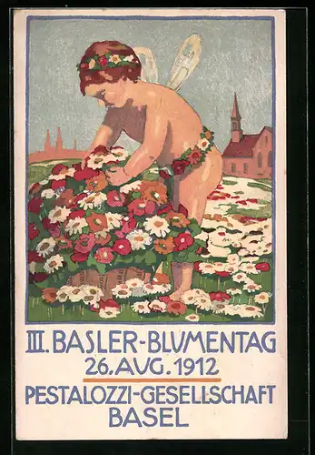 Künstler-AK Basel, III. Blumentag 1912, Pestalozzi-Gesellschaft