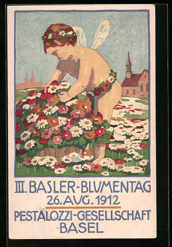 Lithographie Basel, III. Blumentag 1912, Pestalozzi-Gesellschaft
