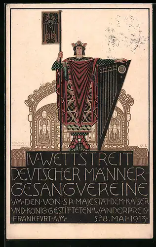 Künstler-AK Frankfurt a. M., IV. Wettstreit Deutscher Männer-Gesangsvereine, Wanderpreis gestiftet von Kaiser Wilhelm II