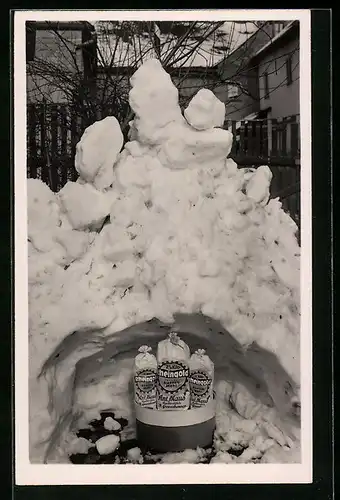 Foto-AK Reklame für Rheingold Auszug-Mehl, Schneeburg