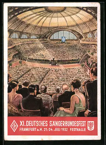 Künstler-AK Frankfurt a. M., XI. Deutsches Sängerbundesfest 1932, Festhalle