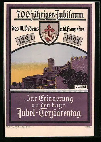 AK Assisi, 700 jähriges Jubiläum des III. Ordens v. hl. Franzikus, Teilansicht