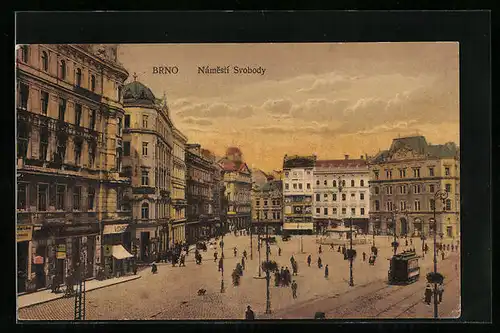 AK Brno, Námestí Svobody, Strassenbahn