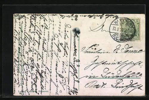 AK Hannover, Café Kröpcke mit Georgstrasse, Strassenbahn