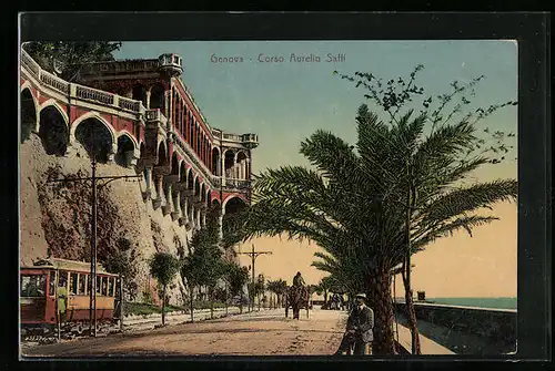 AK Genova, Corso Aurelio Saffi, Strassenbahn