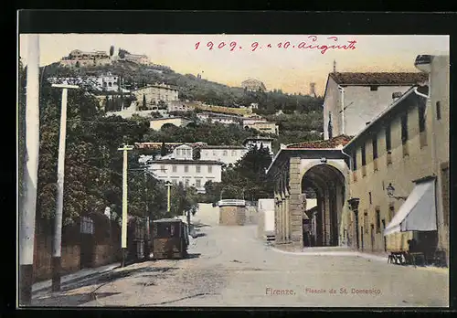 AK Firenze, Fiesole da St. Domenico, Strassenbahn, 1909