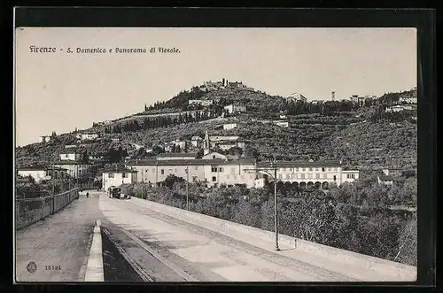 AK Firenze, S. Domenico e, Panorama di Fiesole, Strassenbahn
