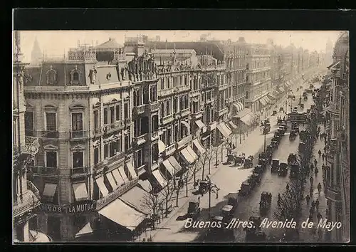AK Buenos-Aires, Avenida de Mayo, Strassenbahn