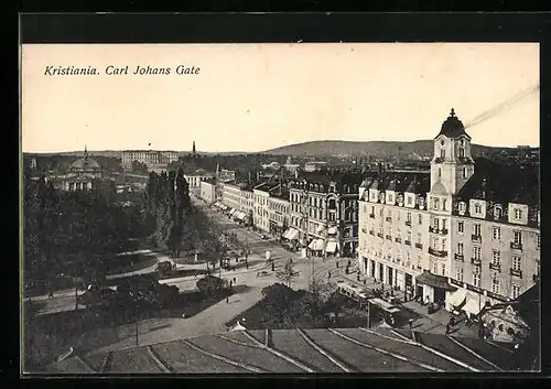 AK Kristiania, Carl Johans Gate, Strassenbahn