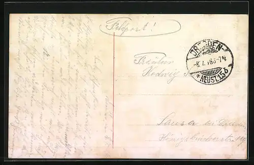 AK Dresden, Königliches Schloss mit Strassenbahn, Patriotik