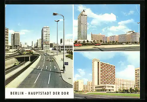 AK Berlin, Autotunnel am Alexanderplatz, Interhotel Stadt Berlin, Hans-Beimler-Strasse