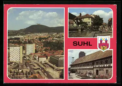 AK Suhl, Teilansicht, Dianabrunnen, Waffenmuseum