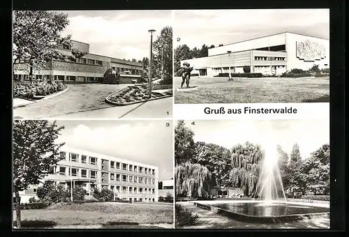 AK Finsterwalde, Schwimmhalle, Neue Sporthalle, Polytechnische Oberschule, VVN-Denkmal
