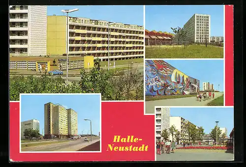 AK Halle-Neustadt, Wohngebiet, Schwimmhalle, Internat, Kindergarten