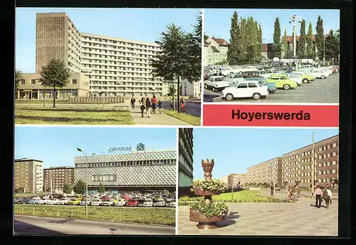 AK Hoyerswerda, Wilhelm-Pieck-Strasse, Platz der Roten Armee, Centrum-Warenhaus