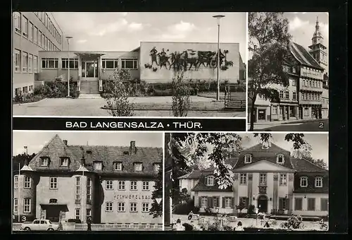 AK Bad Langensalza /Thür., Veterinärmed. Institut des Bezirkes Erfurt, Blick vom Schloss zur Marktkirche