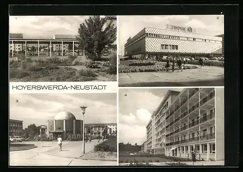 AK Hoyerswerda-Neustadt, Centrum-Warenhaus, Planetarium, Kreiskrankenhaus