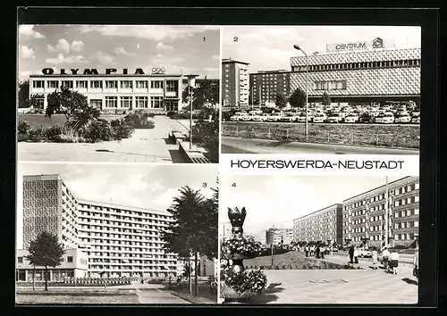 AK Hoyerswerda-Neustadt, HO-Gaststätte Olympia, Centrum-Warenhaus, Wohnkomplex VI Wilhelm-Pieck-Strasse