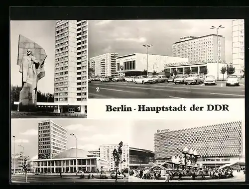 AK Berlin, Leninplatz, Kino International u. Hotel Berolina, Centrum-Warenhaus