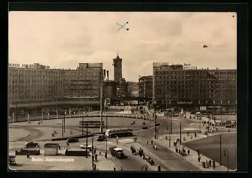 AK Berlin, Alexanderplatz, HO-Warenhaus, Berolina-Haus, Rotes Rathaus, Strassenbahn