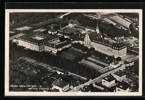 AK Bühl i. B., Kloster Maria-Hilf vom Flugzeug aus