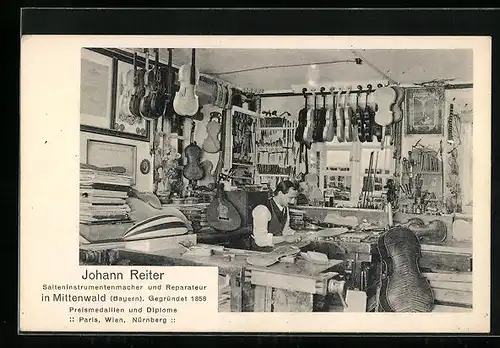 AK Mittenwald /Bayern, Saiteninstrumentenmacher und Reparateur Johann Reiter
