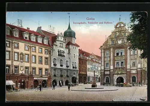 AK Gotha, Innungshalle, Ratskeller und Rathaus