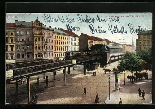 AK Berlin-Kreuzberg, Hochbahn am Kottbusser Tor