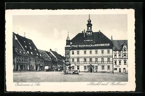 AK Oederan i. Sa., Markt mit Rathaus