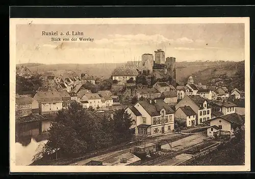 AK Runkel a. d. Lahn, Blick von der Werelay