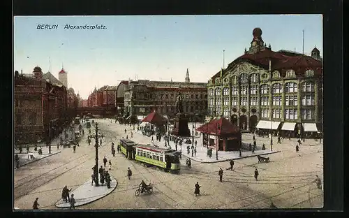 AK Berlin, Alexanderplatz mit Strassenbahn