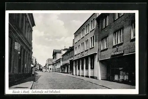 AK Bünde i. Westf., Eschstrasse mit Volksbank
